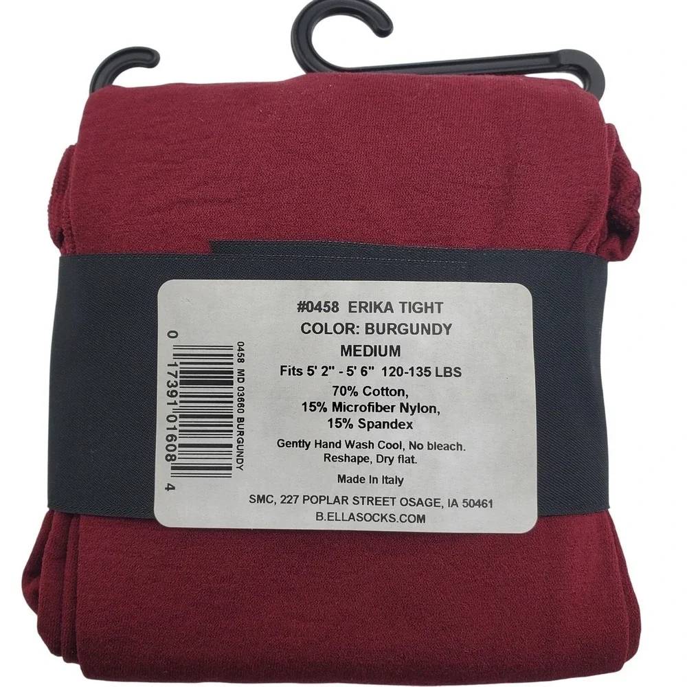 Burgundy Cotton Tights Medium Dark Red Wine B.ella Erika Opaque Fall NEW Winter